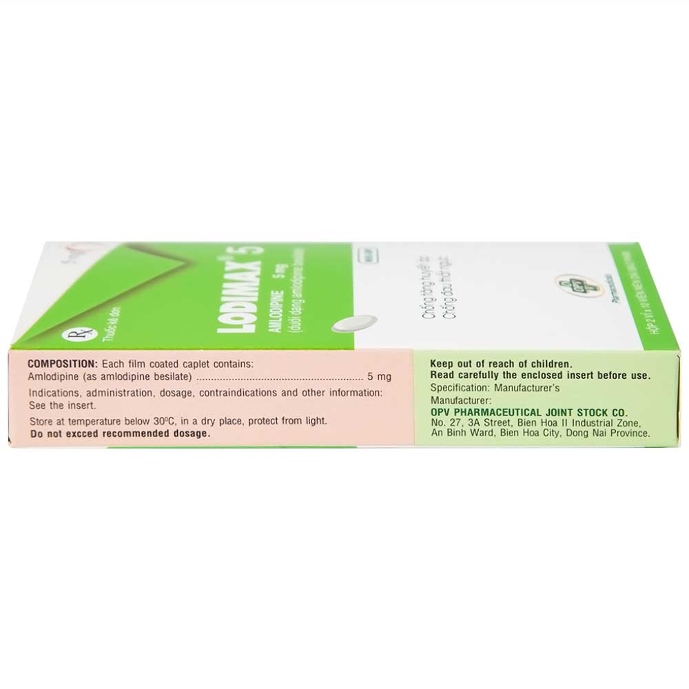 Hình ảnh Viên nén Lodimax 5 OPV Pharma chống tăng huyết áp, đau thắt ngực (2 vỉ x 10 viên) 