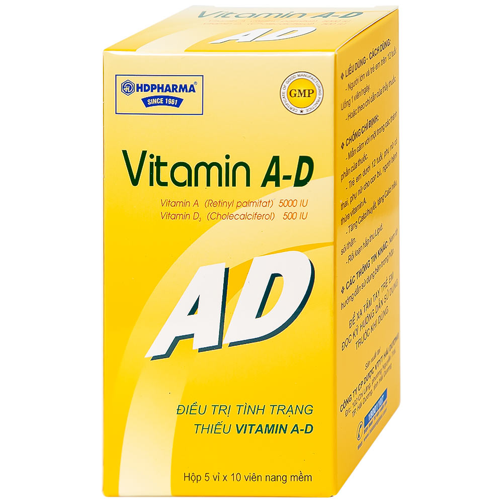 Hình ảnh Thuốc Vitamin A-D HDpharma điều trị tình trạng thiếu Vitamin A và D (5 vỉ x 10 viên)