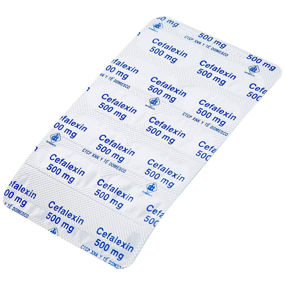 Hình ảnh Thuốc Cefalexin 500mg Domesco điều trị nhiễm khuẩn (10 vỉ x 10 viên)