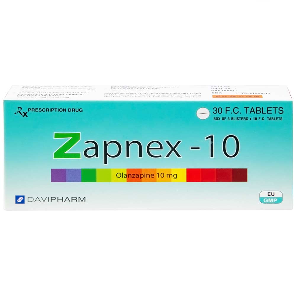 Hình ảnh Thuốc Zapnex-10 DaviPharm điều trị tâm thần phân liệt (3 vỉ x 10 viên)