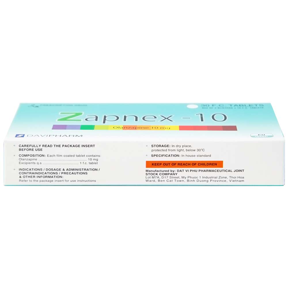 Hình ảnh Thuốc Zapnex-10 DaviPharm điều trị tâm thần phân liệt (3 vỉ x 10 viên)