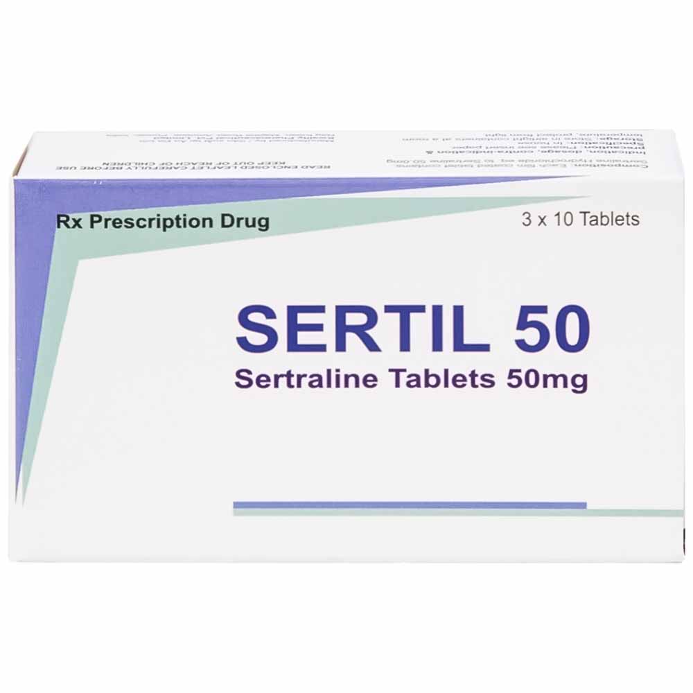 Hình ảnh Thuốc Sertil 50 Kwality Pharmaceutical điều trị bệnh trầm cảm, hội chứng hoảng sợ (3 vỉ x 10 viên)