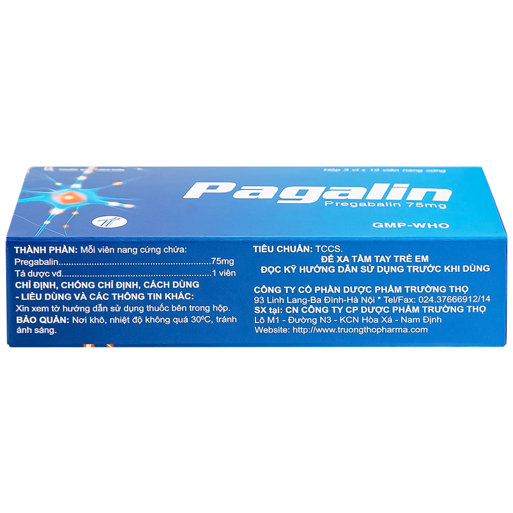 Hình ảnh Viên nang cứng Pagalin 75mg Trường Thọ điều trị đau thần kinh, động kinh (3 vỉ x 10 viên)