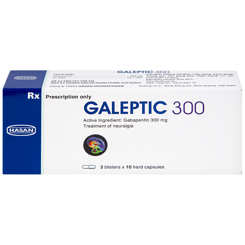 Hình ảnh Thuốc Galeptic 300 Hasan điều trị hỗ trợ trong động kinh cục bộ (3 vỉ x 10 viên)