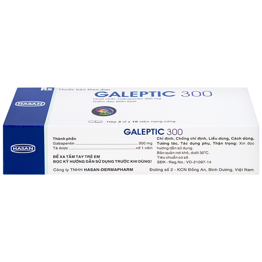 Hình ảnh Thuốc Galeptic 300 Hasan điều trị hỗ trợ trong động kinh cục bộ (3 vỉ x 10 viên)