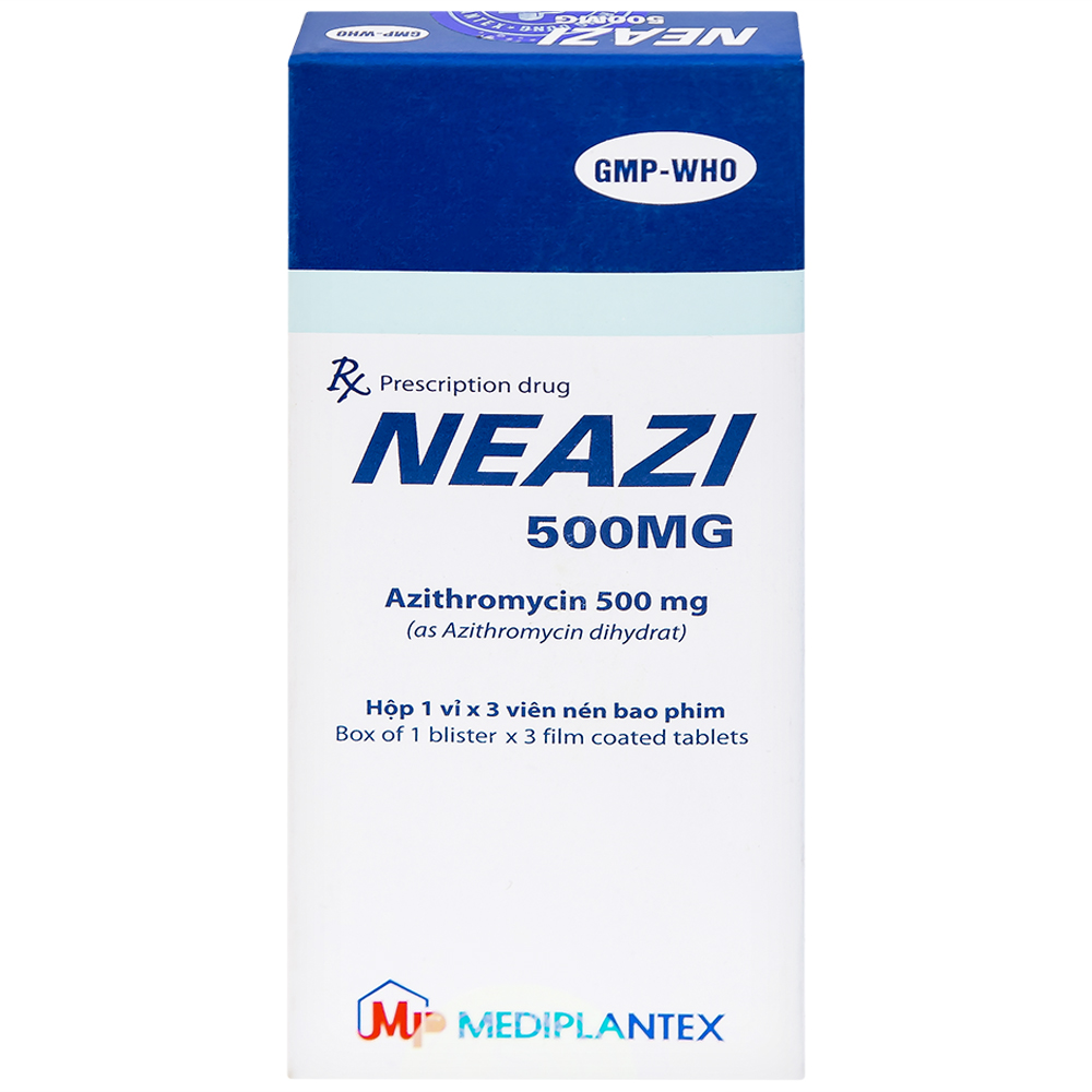 Hình ảnh Viên nén Neazi 500mg Mediplantex điều trị viêm xoang cấp, viêm họng, amidan (1 vỉ x 3 viên)