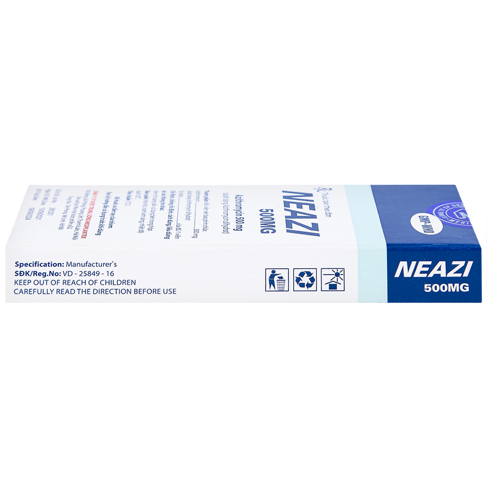 Hình ảnh Viên nén Neazi 500mg Mediplantex điều trị viêm xoang cấp, viêm họng, amidan (1 vỉ x 3 viên)