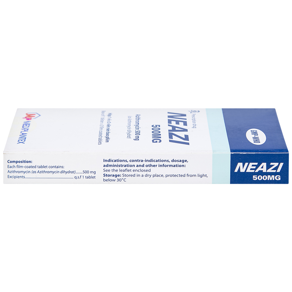 Hình ảnh Viên nén Neazi 500mg Mediplantex điều trị viêm xoang cấp, viêm họng, amidan (1 vỉ x 3 viên)