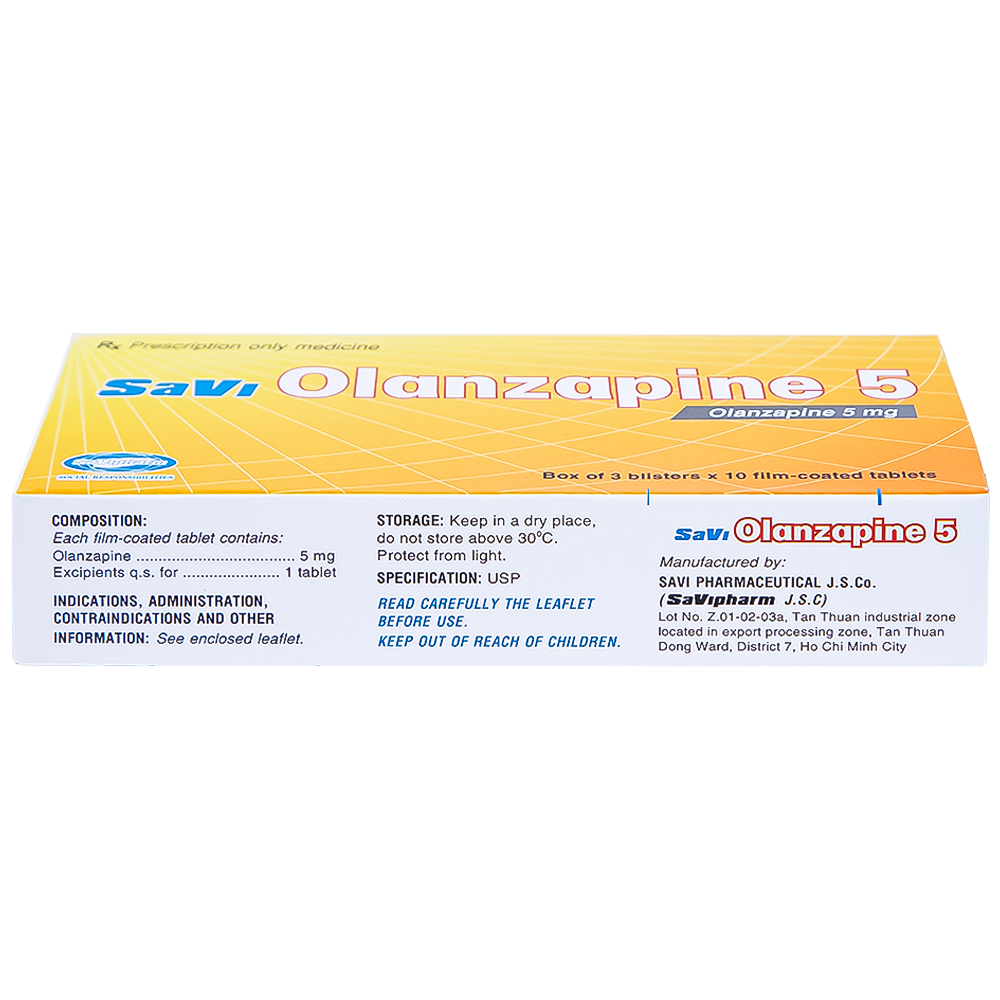 Hình ảnh Thuốc Savi Olanzapine 5 điều trị bệnh tâm thần phân liệt (3 vỉ x 10 viên) 