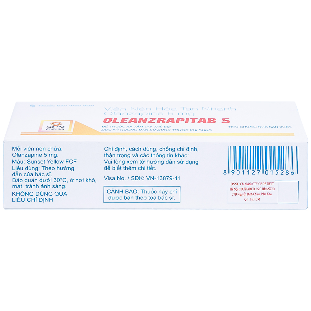 Hình ảnh Viên nén Oleanzrapitab 5 Sun Pharma điều trị bệnh tâm thần phân liệt (5 vỉ x 10 viên)