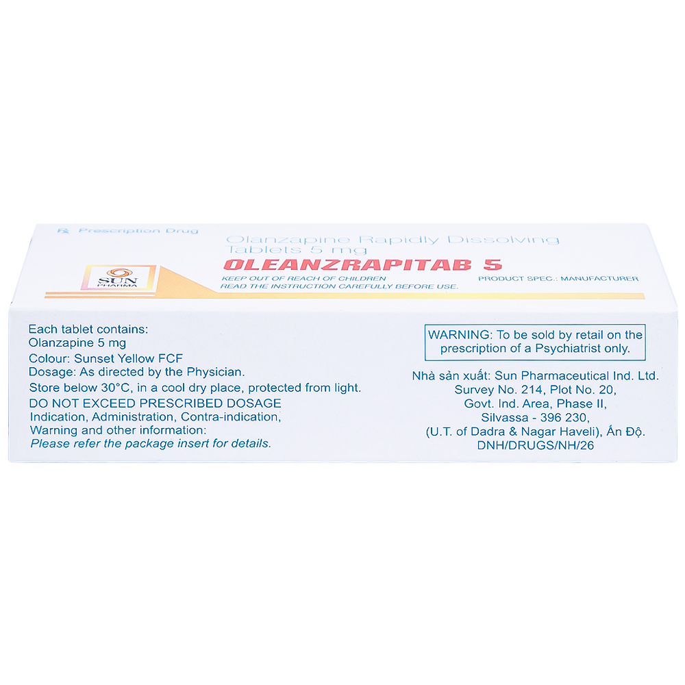 Hình ảnh Viên nén Oleanzrapitab 5 Sun Pharma điều trị bệnh tâm thần phân liệt (5 vỉ x 10 viên)