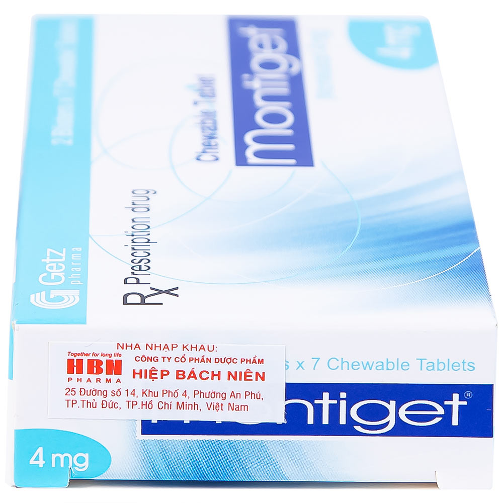 Hình ảnh Thuốc Montiget 4mg Getz điều trị hen phế quản mạn tính (2 vỉ x 7 viên)