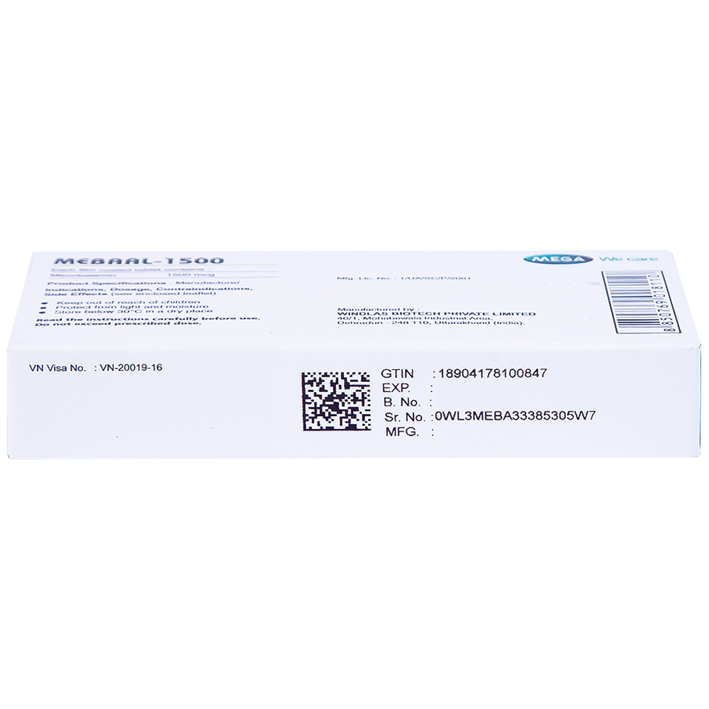Hình ảnh Viên nén Mebaal-1500 MEGA We Care điều trị các bệnh lý thần kinh ngoại biên (3 vỉ x 10 viên) 