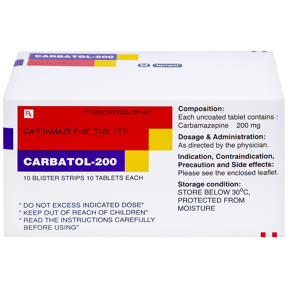Hình ảnh Thuốc Carbatol 200 Torrent điều trị bệnh động kinh cục bộ (10 vỉ x 10 viên)