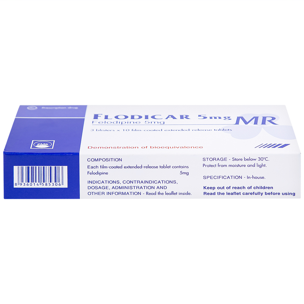 Hình ảnh Thuốc Flodicar MR 5mg Pymepharco điều trị tăng huyết áp (3 vỉ x 10 viên)