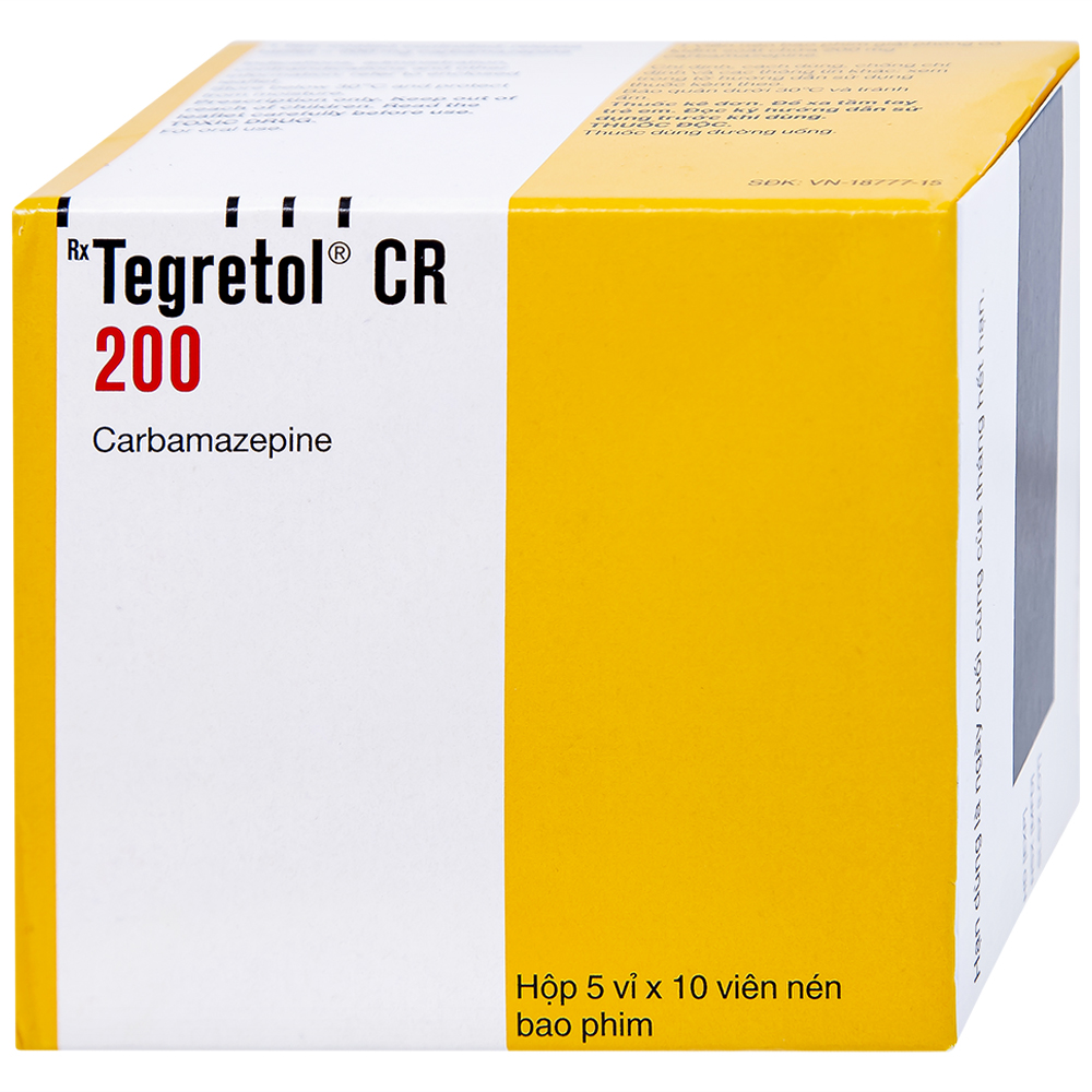 Hình ảnh Thuốc Tegretol CR 200 điều trị bệnh động kinh (5 vỉ x 10 viên)