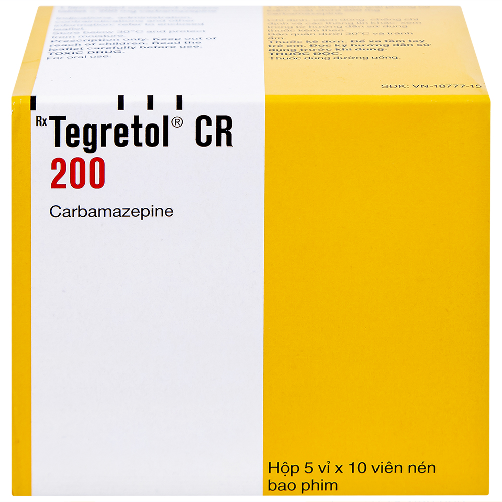 Hình ảnh Thuốc Tegretol CR 200 điều trị bệnh động kinh (5 vỉ x 10 viên)