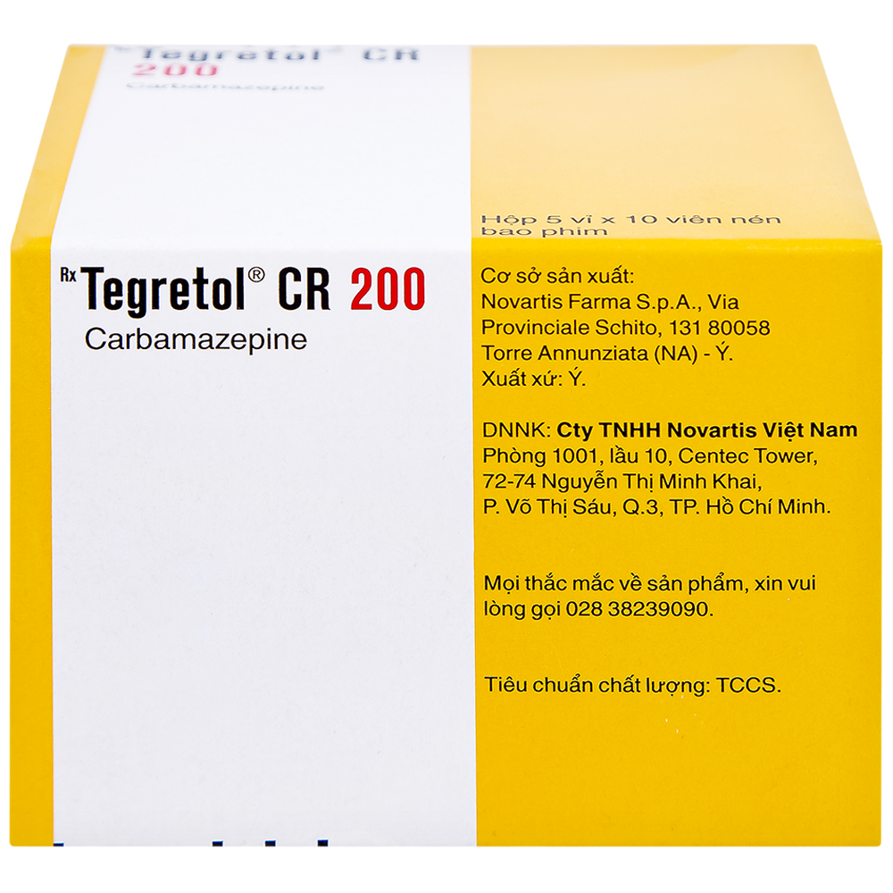 Hình ảnh Thuốc Tegretol CR 200 điều trị bệnh động kinh (5 vỉ x 10 viên)