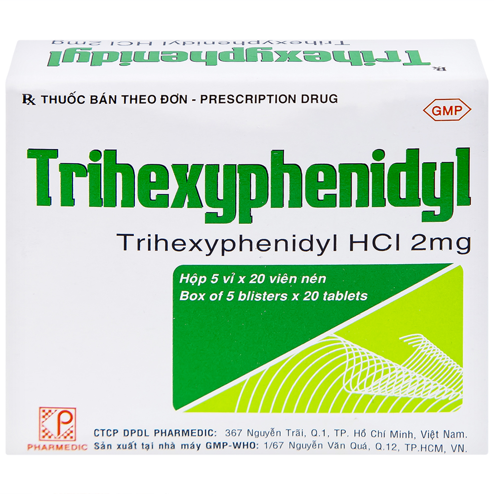 Hình ảnh Thuốc Trihexyphenidyl Pharmedic điều trị phụ trợ hội chứng Parkinson (5 vỉ x 20 viên)