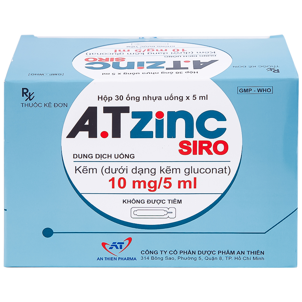 Hình ảnh Siro A.Tzinc 10mg/5ml An Thiên phòng ngừa và điều trị thiếu kẽm (30 ống)