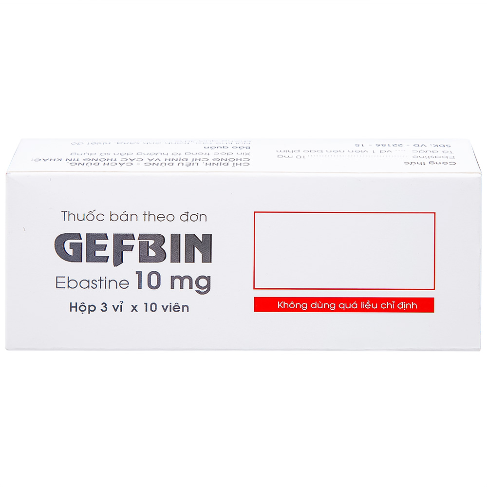 Hình ảnh Thuốc Gefbin Medisun điều trị viêm mũi dị ứng, mề đay vô căn mạn tính (3 vỉ x 10 viên)