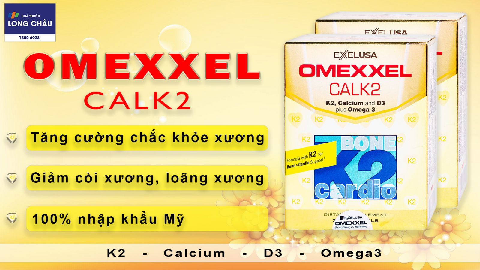 Viên uống bổ sung canxi Omexxel Calk2 Excelife 30 viên 2