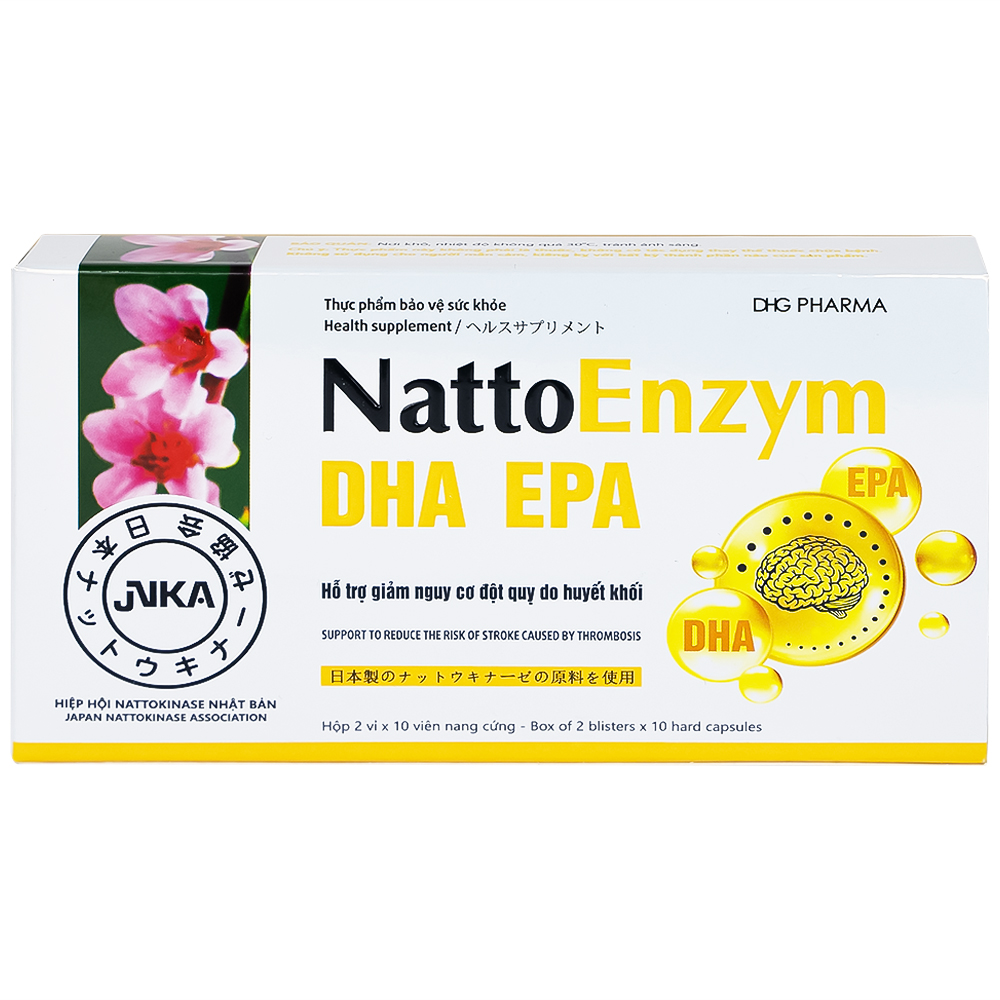 Hình ảnh Viên uống NattoEnzym DHA EPA DHG Pharma hỗ trợ giảm nguy cơ đột quỵ do huyết khối (2 vỉ x 10 viên)