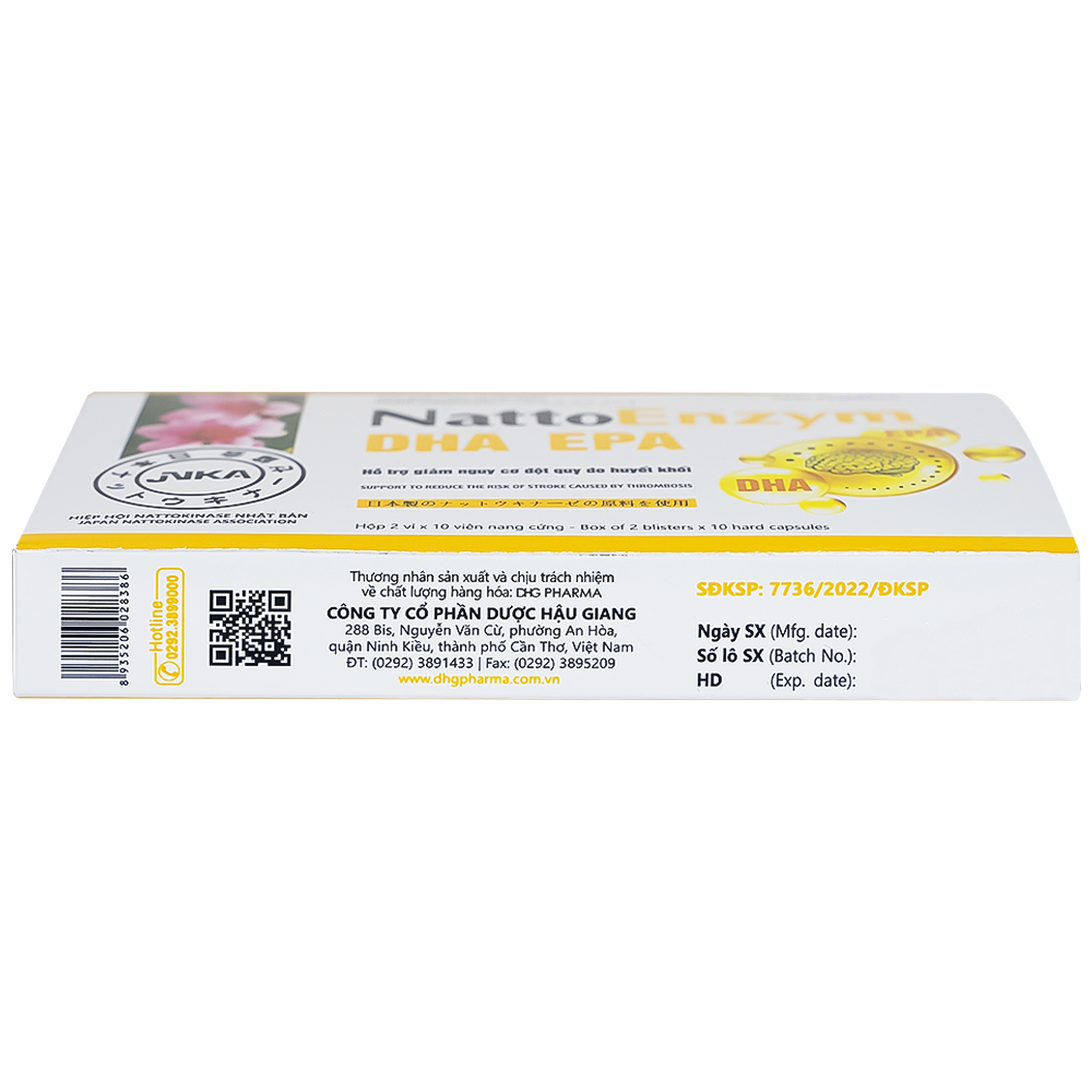 Hình ảnh Viên uống NattoEnzym DHA EPA DHG Pharma hỗ trợ giảm nguy cơ đột quỵ do huyết khối (2 vỉ x 10 viên)