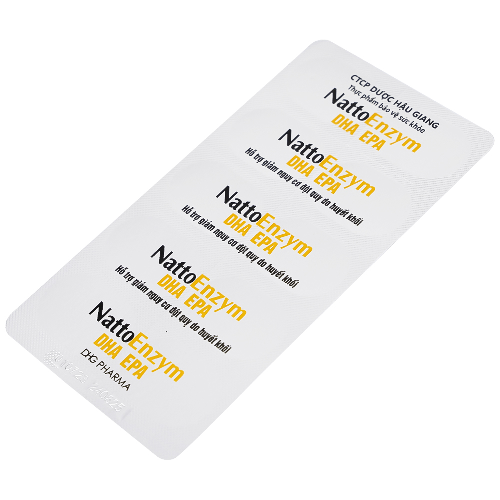 Hình ảnh Viên uống NattoEnzym DHA EPA DHG Pharma hỗ trợ giảm nguy cơ đột quỵ do huyết khối (2 vỉ x 10 viên)