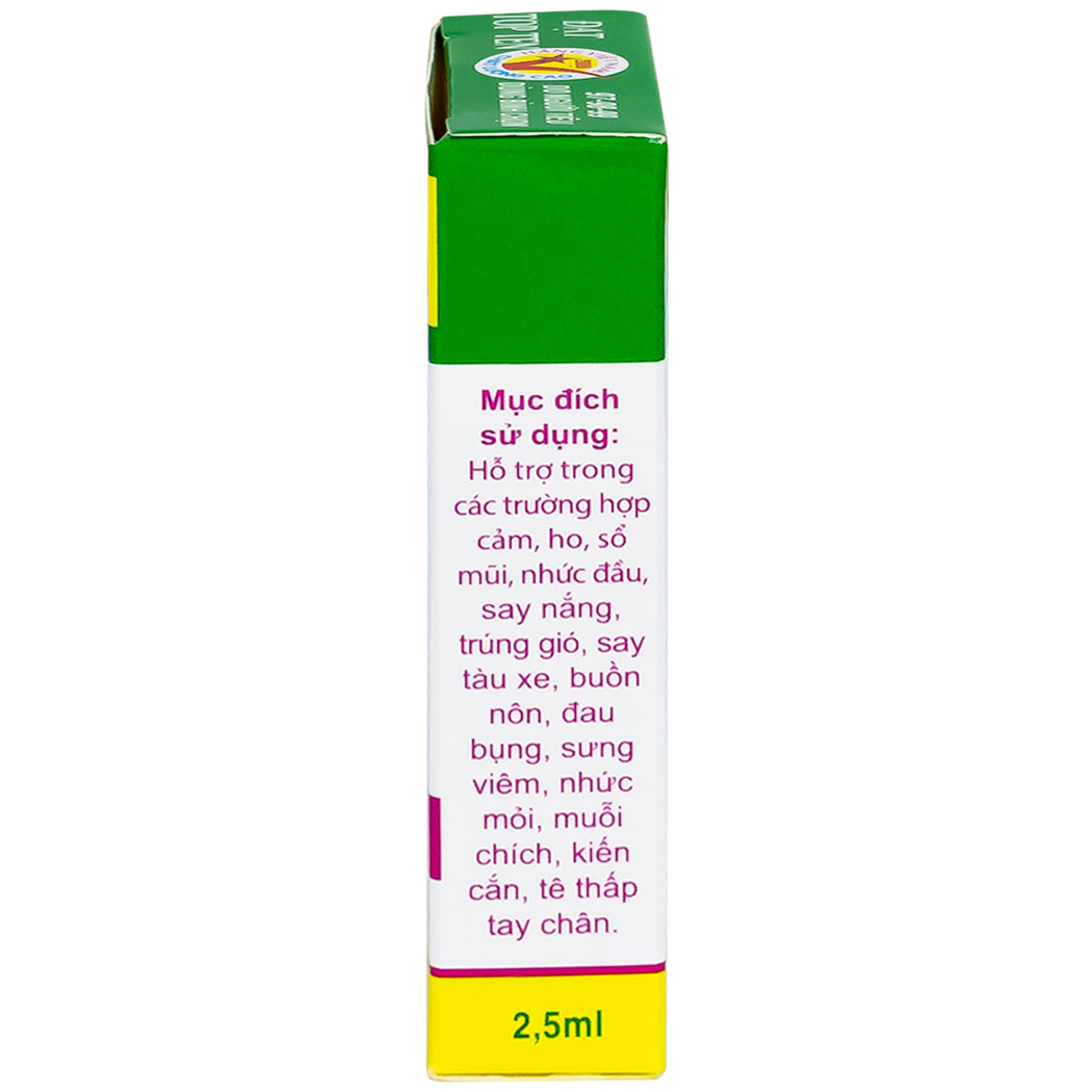 Hình ảnh Dầu gió Trường Sơn 2.5ml dùng hỗ trợ trong trường hợp cảm, ho, sổ mũi, nhức đầu (20 chai)