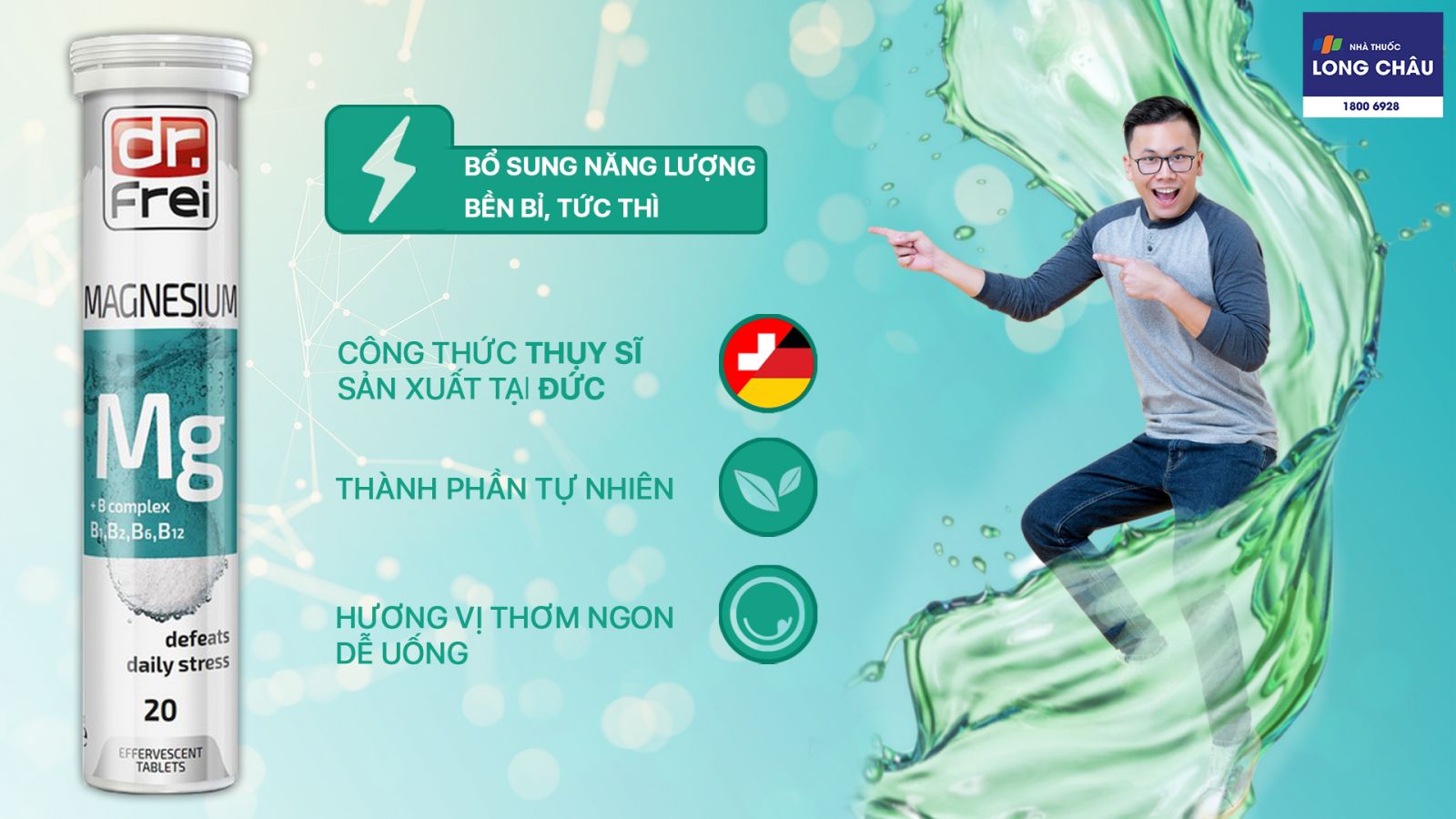 Viên sủi Dr. Frei giảm stress và bổ sung Magnesium + B Complex 20 viên 2