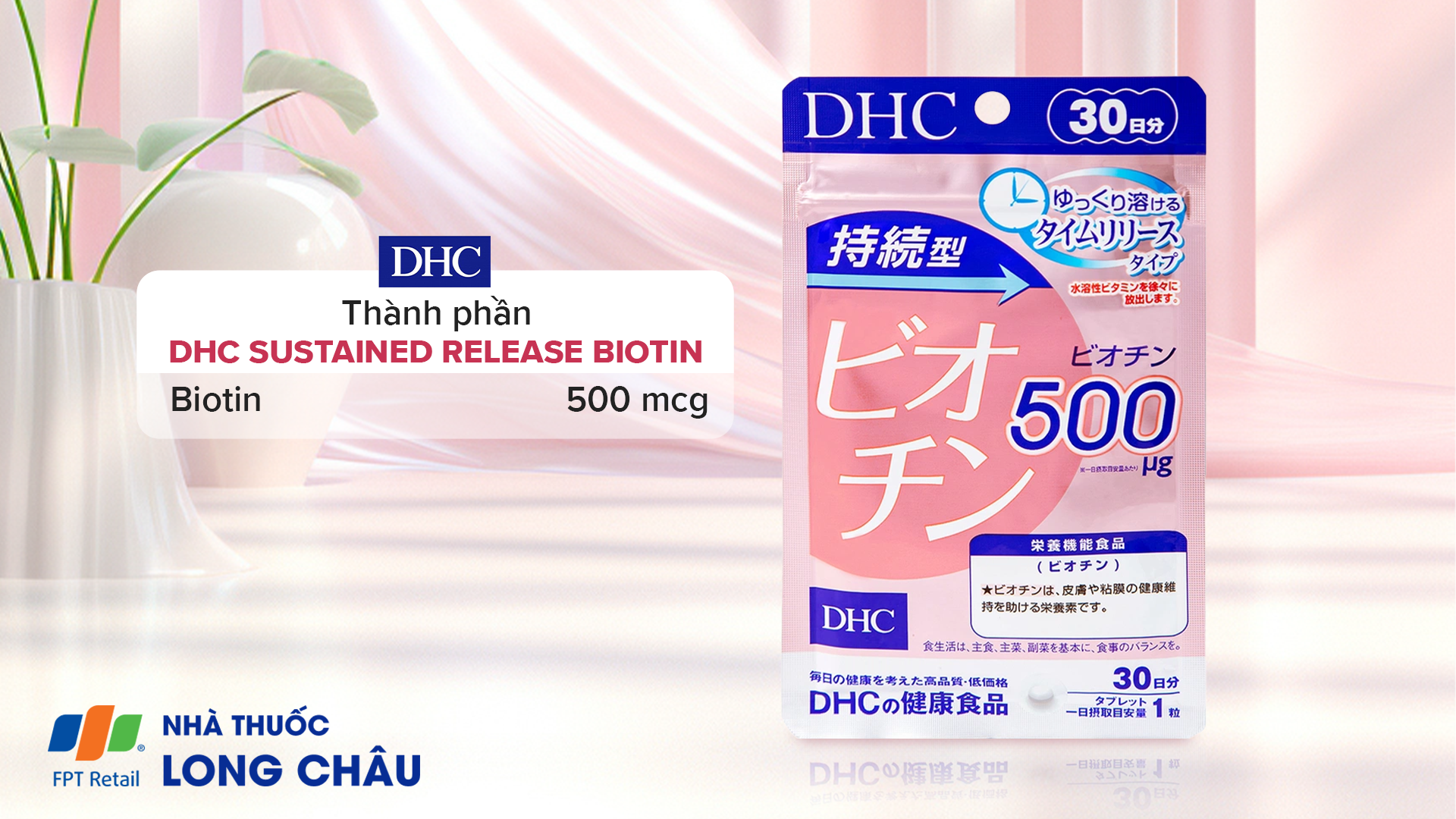 Viên uống DHC Sustained Release Biotin bổ sung biotin cung cấp dưỡng chất cho da và tóc (30 viên) 2.png
