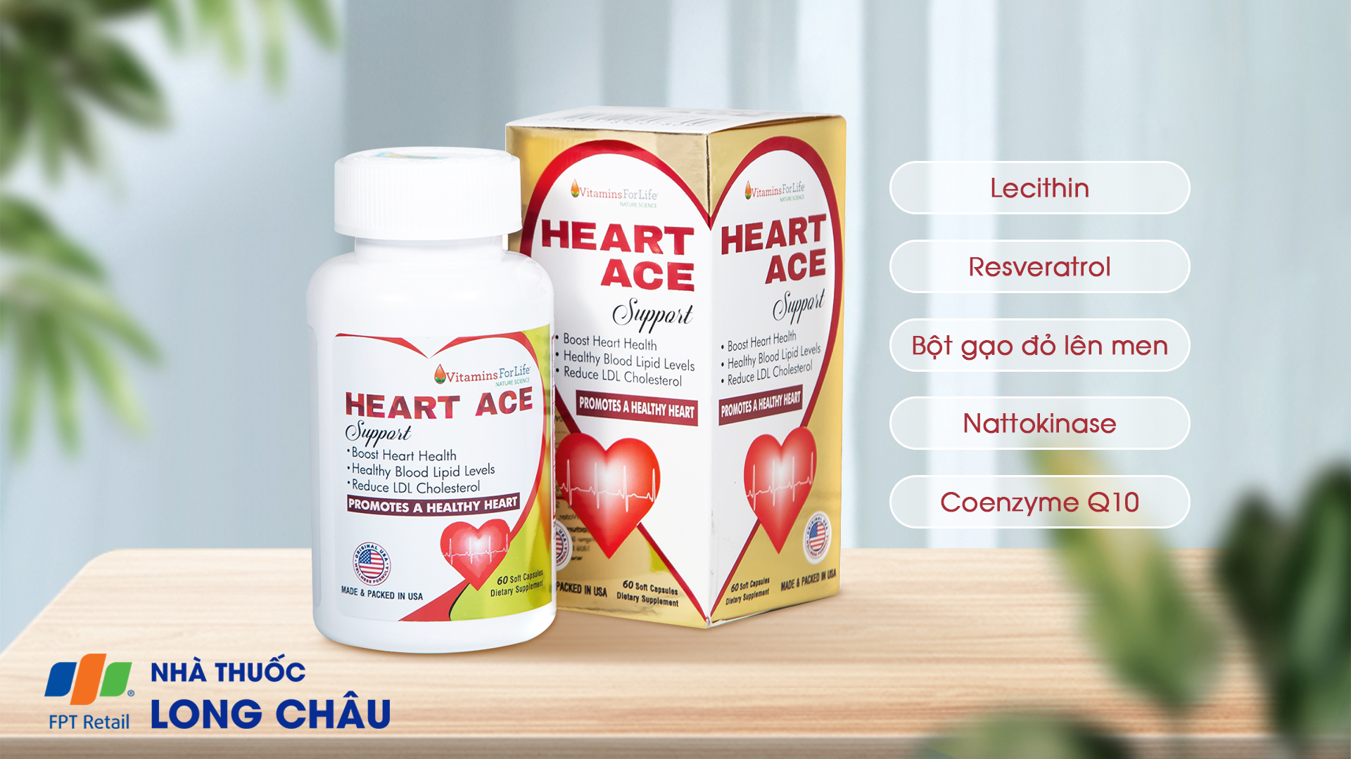 Viên uống Heart Ace Support Vitamins For Life hỗ trợ tim mạch (60 viên) 2.png