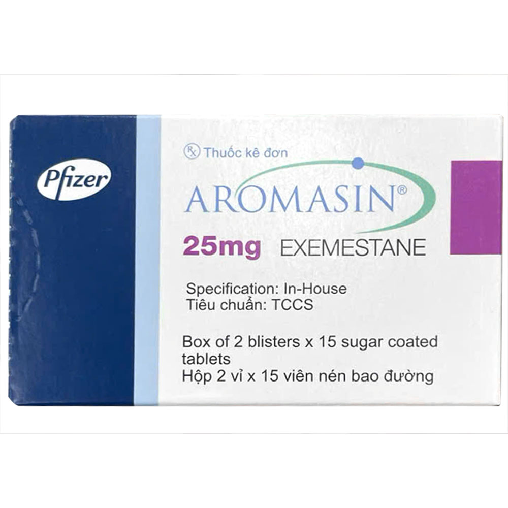 Hình ảnh Thuốc Aromasin 25mg Pfizer hỗ trợ điều trị ung thư ở phụ nữ sau mãn kinh (2 vỉ x 15 viên)