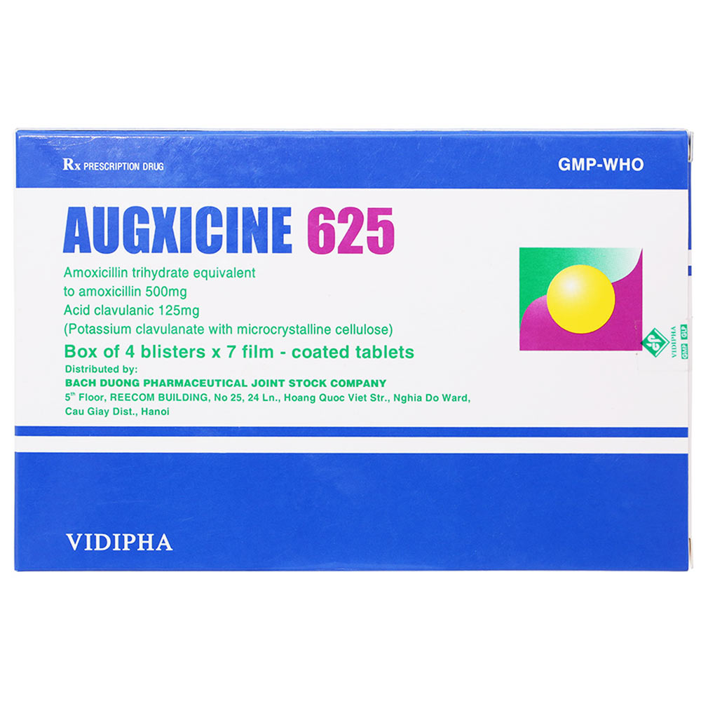 Hình ảnh Thuốc Augxicine 625 điều trị nhiễm khuẩn (4 vỉ x 7 viên)