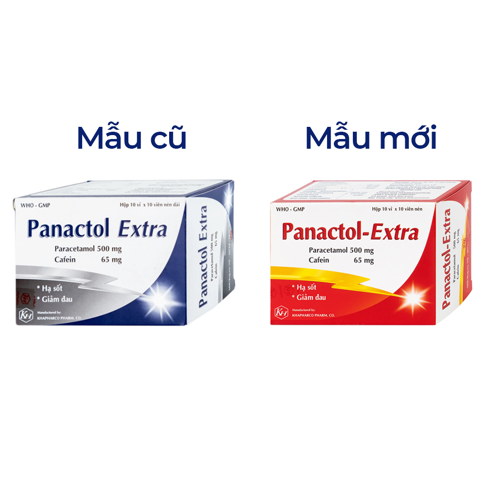Hình ảnh Viên nén Panactol Extra Khapharco hạ sốt, giảm đau (10 vỉ x 10 viên)