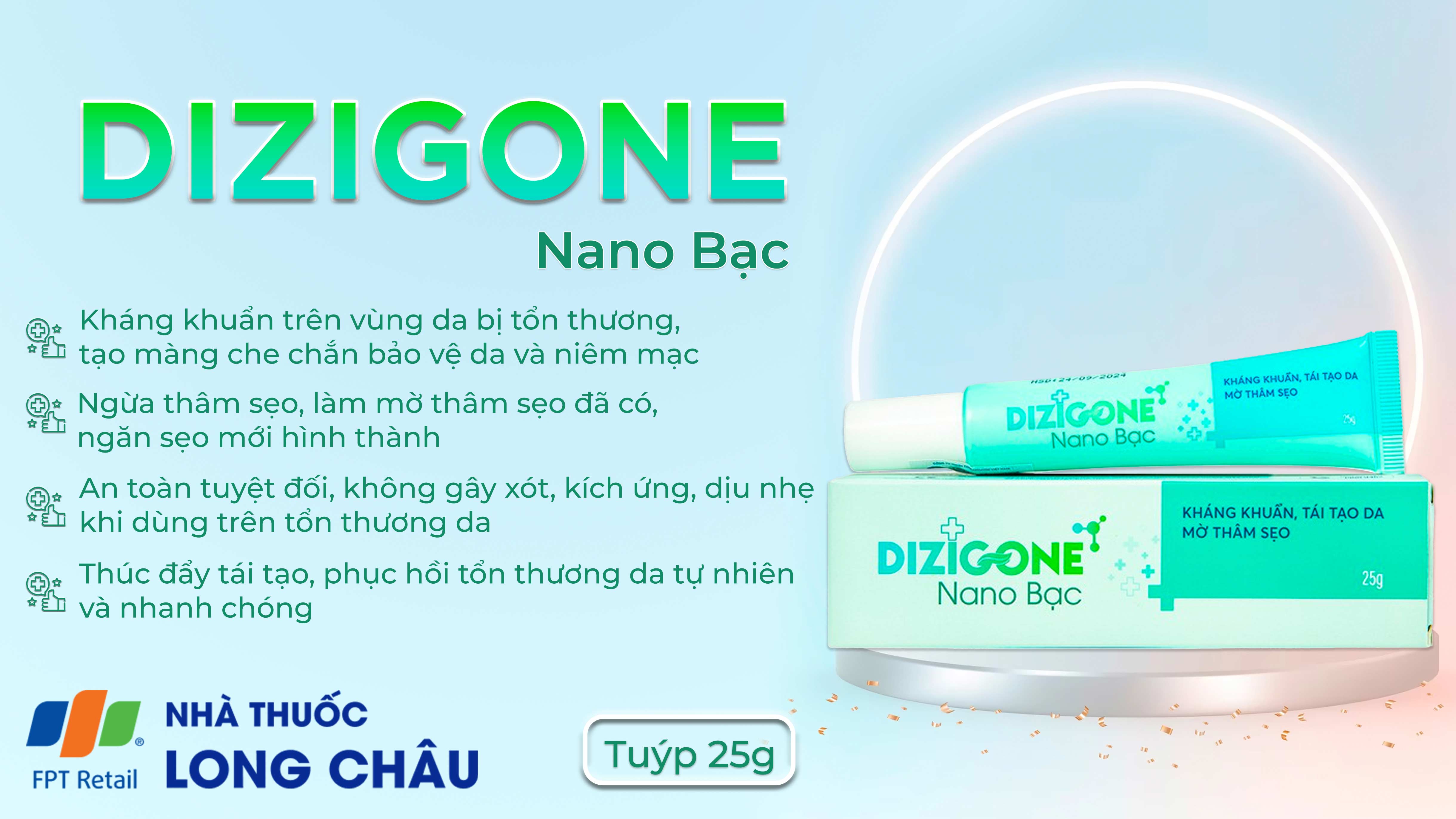 Kem Bôi Dizigone Nano Bạc Terrapharm Hỗ Trợ Kháng Khuẩn Tái Tạo Da Và