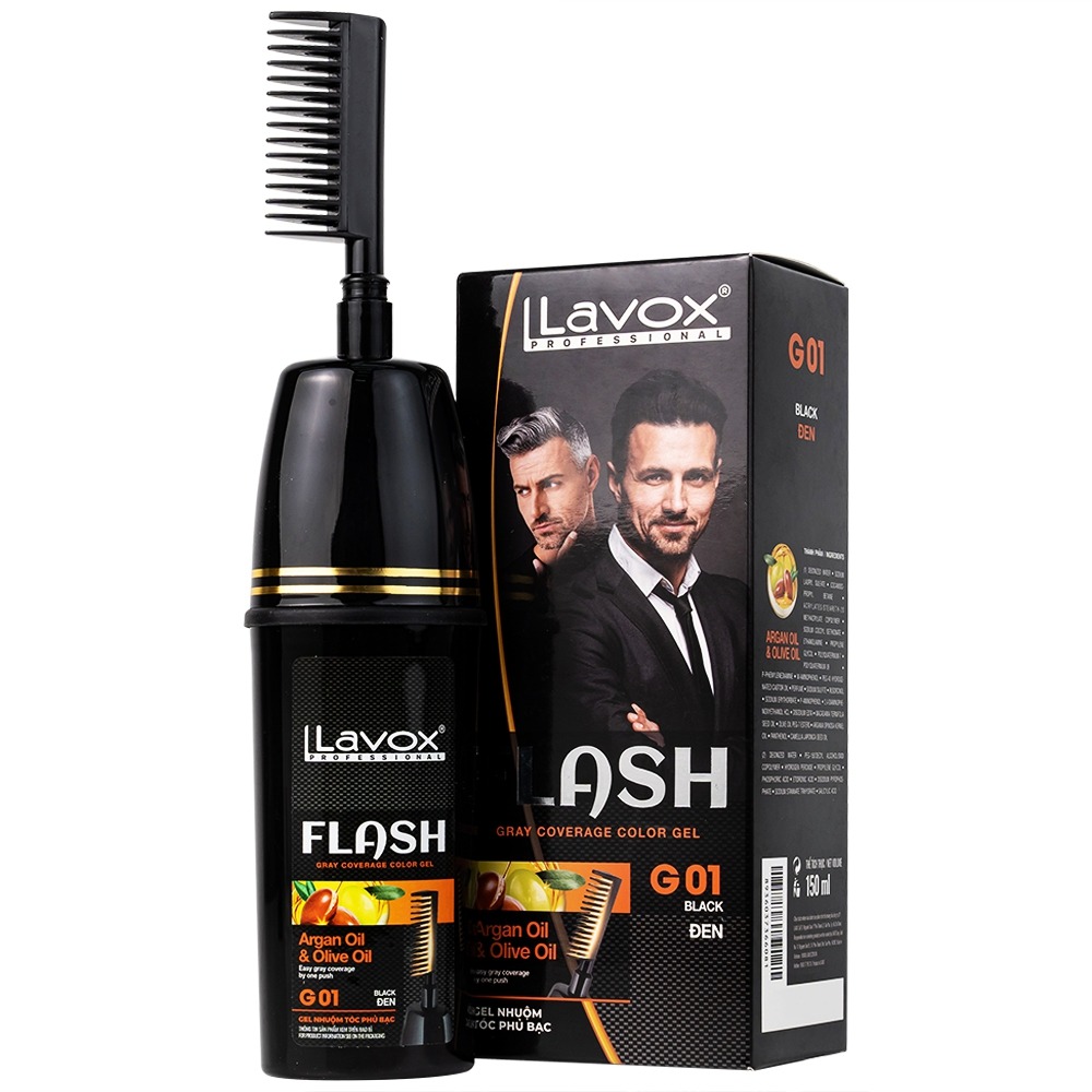  Gel nhuộm tóc phủ bạc Flash Lavox G01 màu đen 1