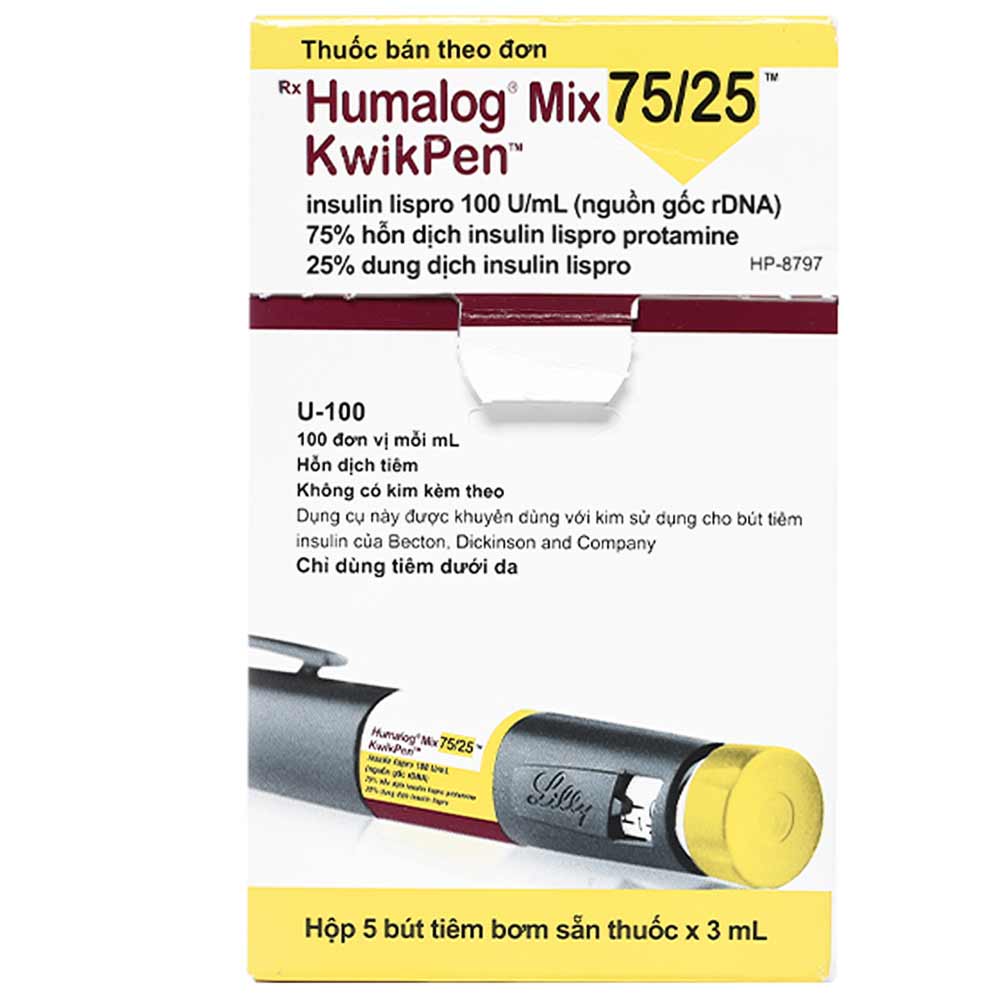 Hình ảnh Bút tiêm Humalog Mix 75/25 KwixPen điều trị đái tháo đường (5 cây x 3ml)