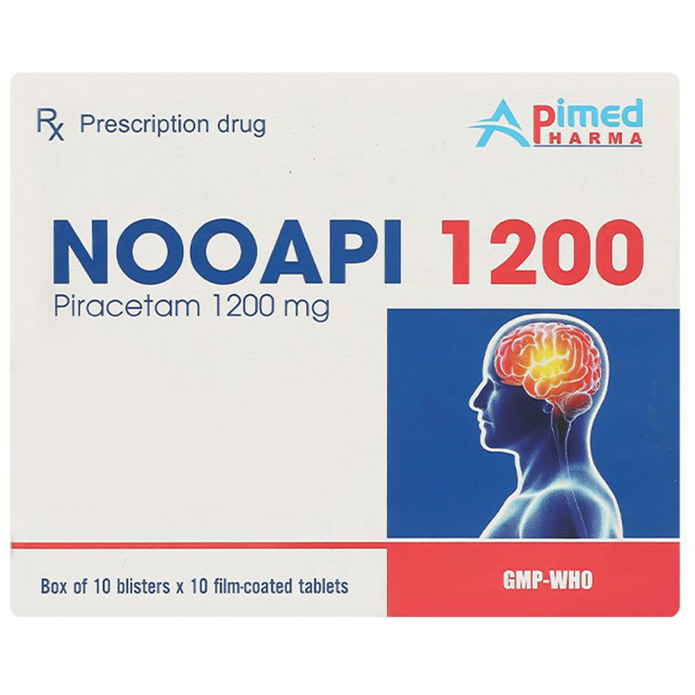 Hình ảnh Thuốc Nooapi 1200 Apimed điều trị triệu chứng của hội chứng tâm thần - thực thể (10 vỉ x 10 viên)