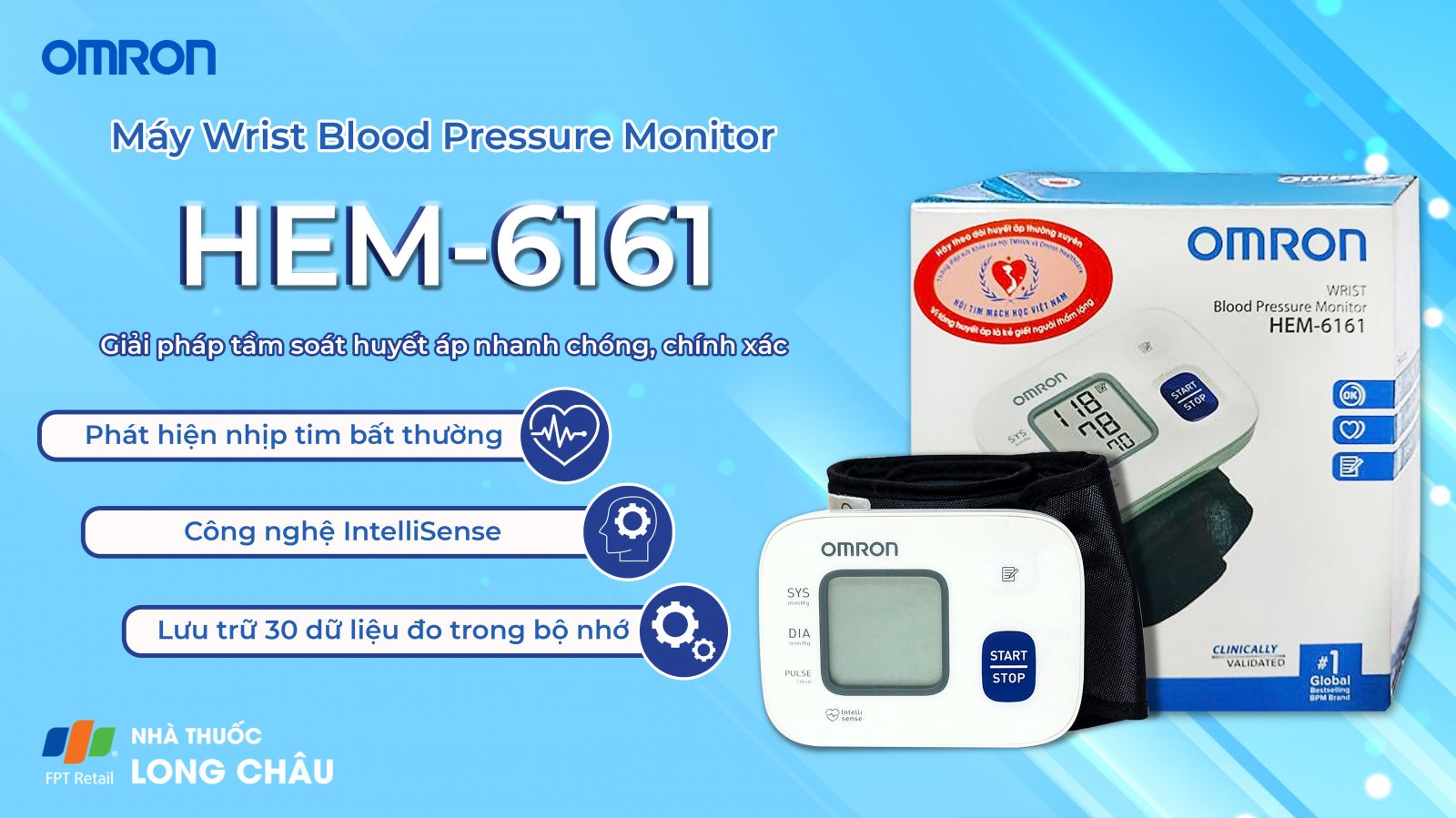 Máy đo huyết áp cổ tay Omron HEM-6161 2