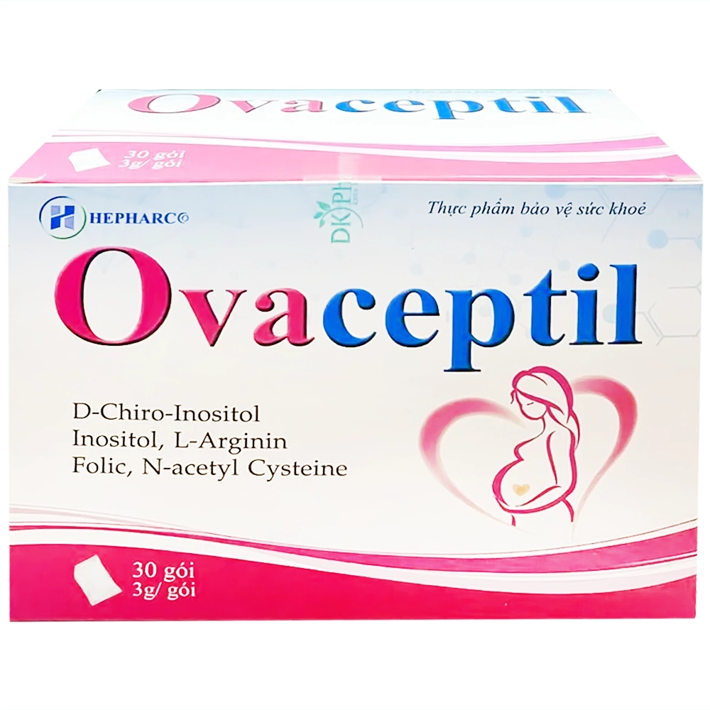 Hình ảnh Viên uống Ovaceptil 3g Hepharco bổ sung Inositol, vitamin, khoáng chất, tăng cường sức khoẻ (30 gói)