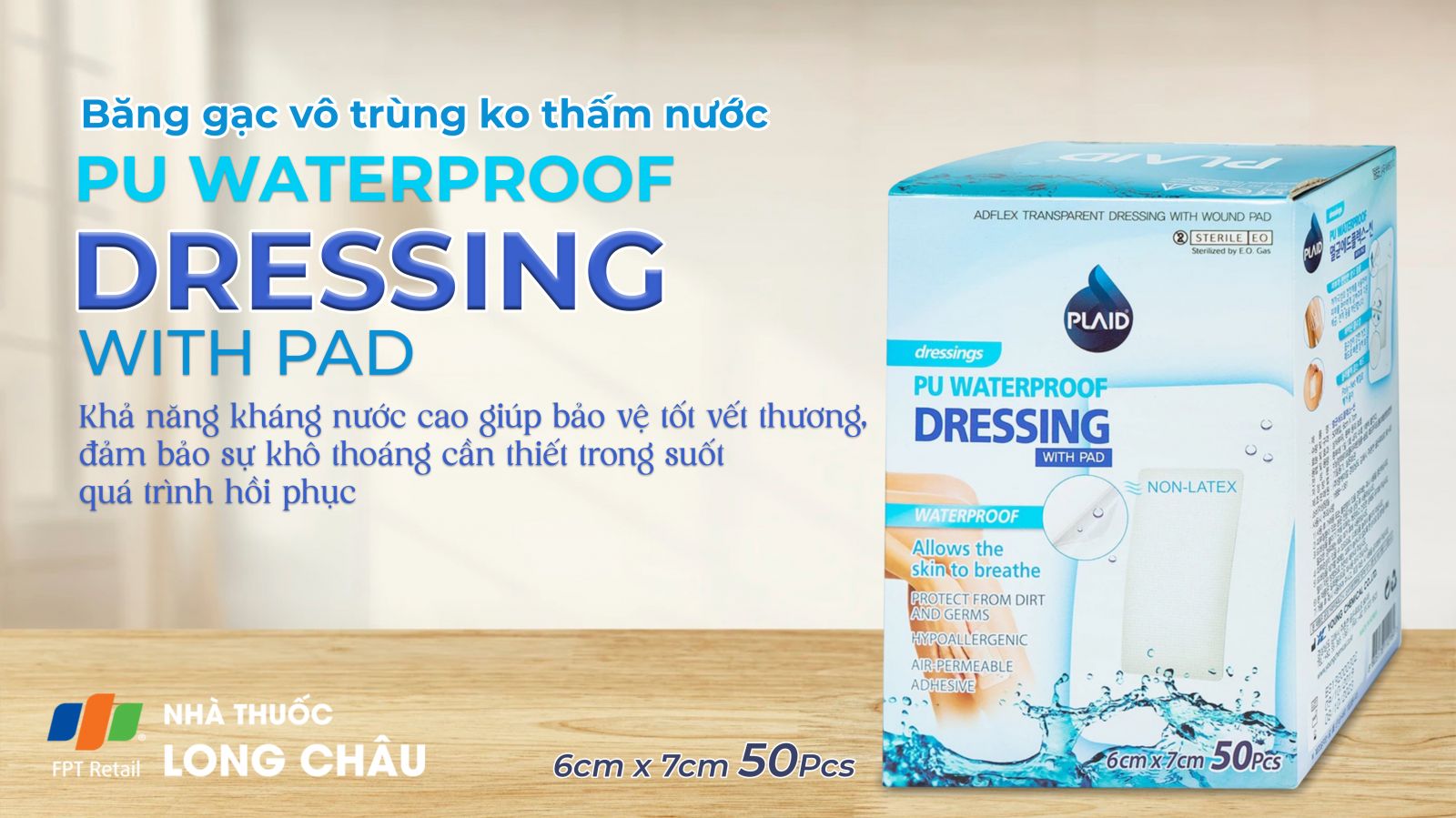 Băng gạc vô trùng không thấm nước Pu Waterproof Dressing (With-Pad) 1