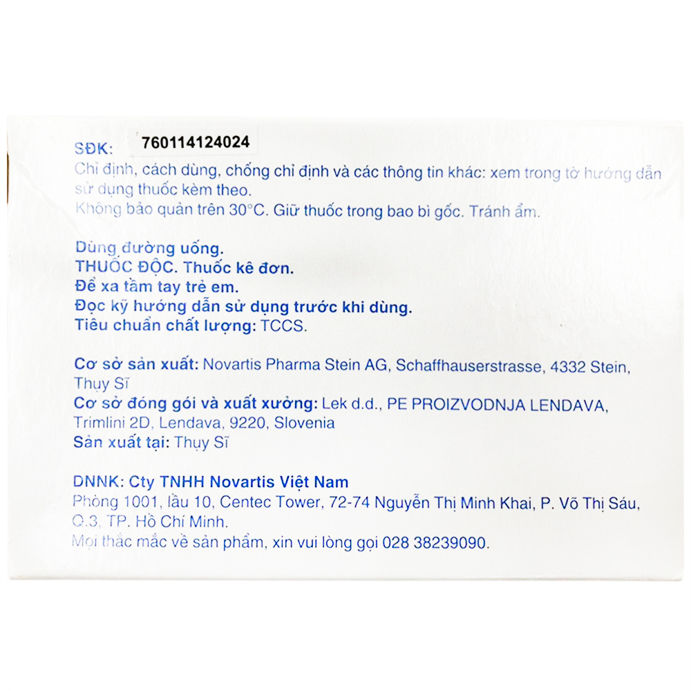 Hình ảnh Thuốc Tasigna 200mg Novartis điều trị bạch cầu tủy mạn (7 vỉ x 4 viên)