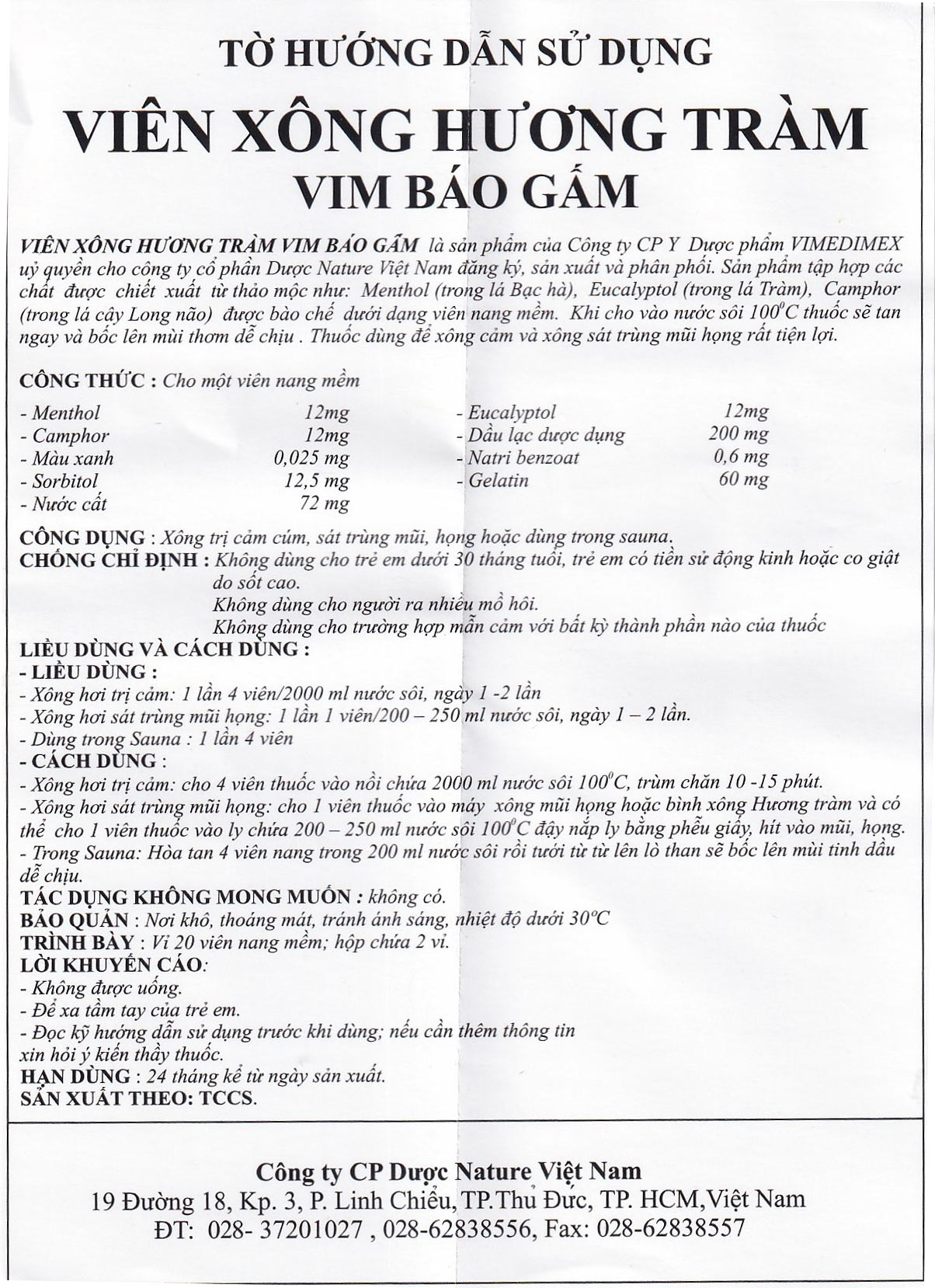 Hình ảnh Viên Xông Hương Tràm Vim Báo Gấm điều trị cảm cúm, sát trùng mũi (2 vỉ x 20 viên) 